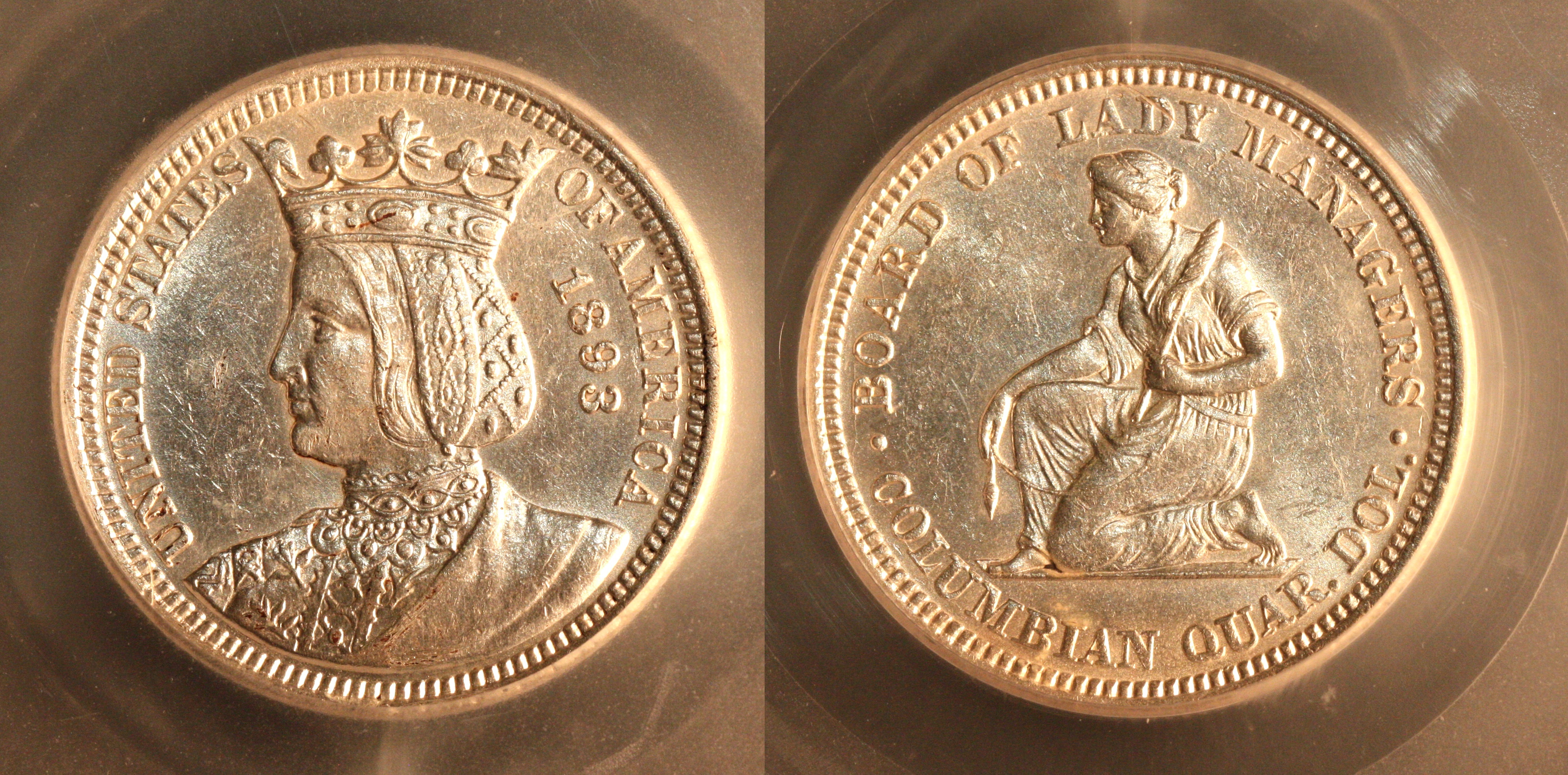 1893 Isabella Commemorative Quarter SEGS MS-60 camera