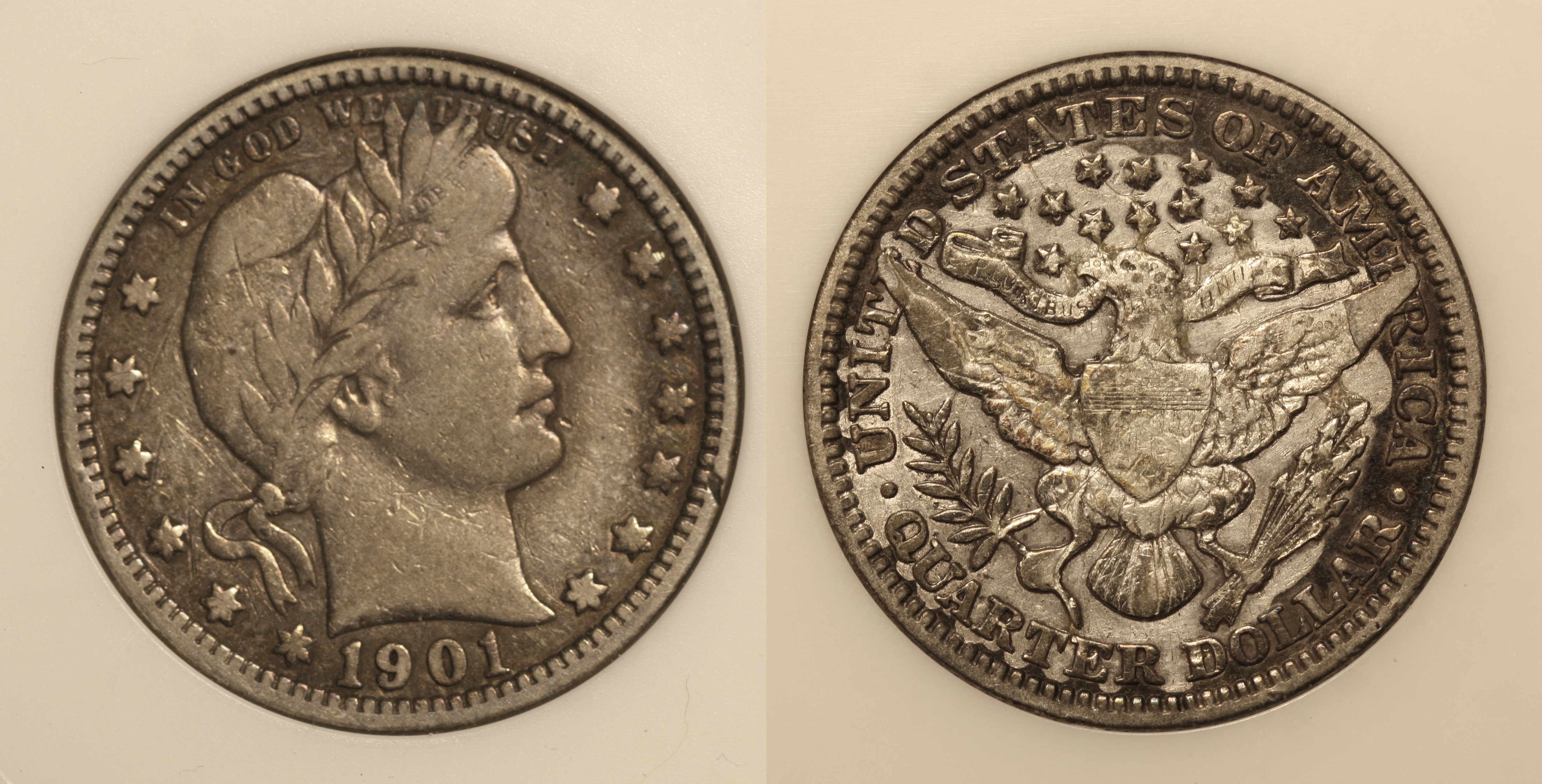 1901 Barber Quarter ANI VF-25 (Fine-12) camera