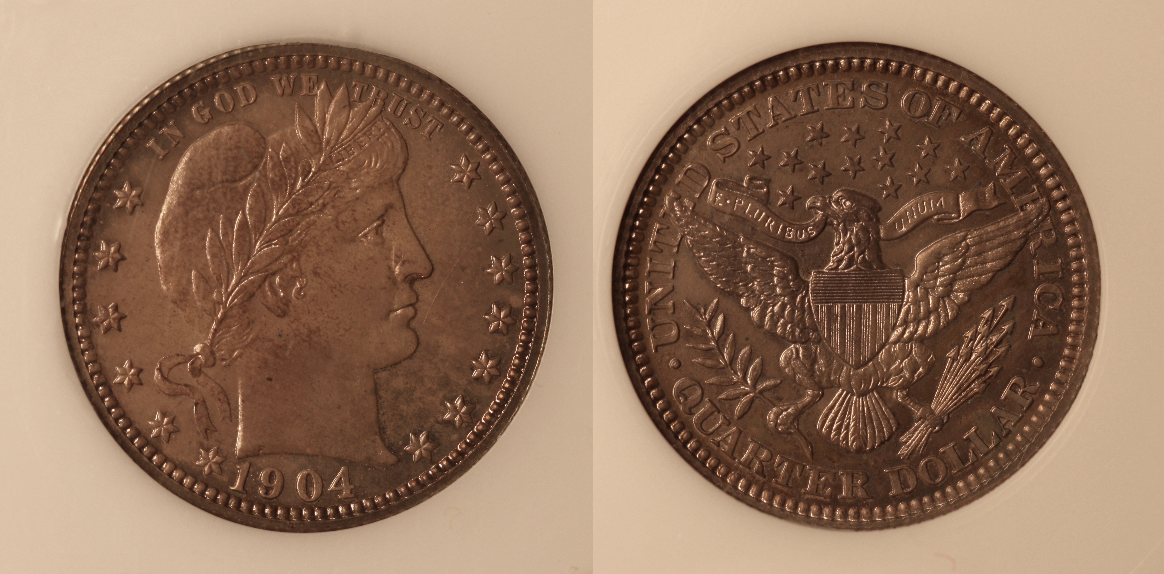 1904 Barber Quarter PCI Proof-65 camera