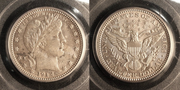 1914 Barber Quarter PCGS MS-64 camera small