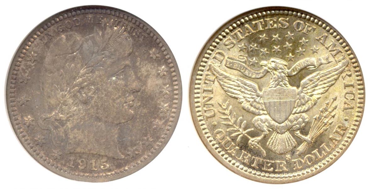 1915-S Barber Quarter ANACS MS-62