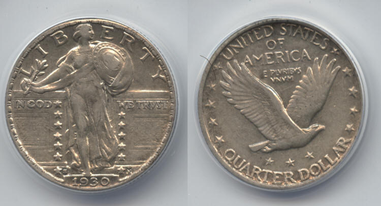 1930-S Standing Liberty Quarter ANACS AU-50 small