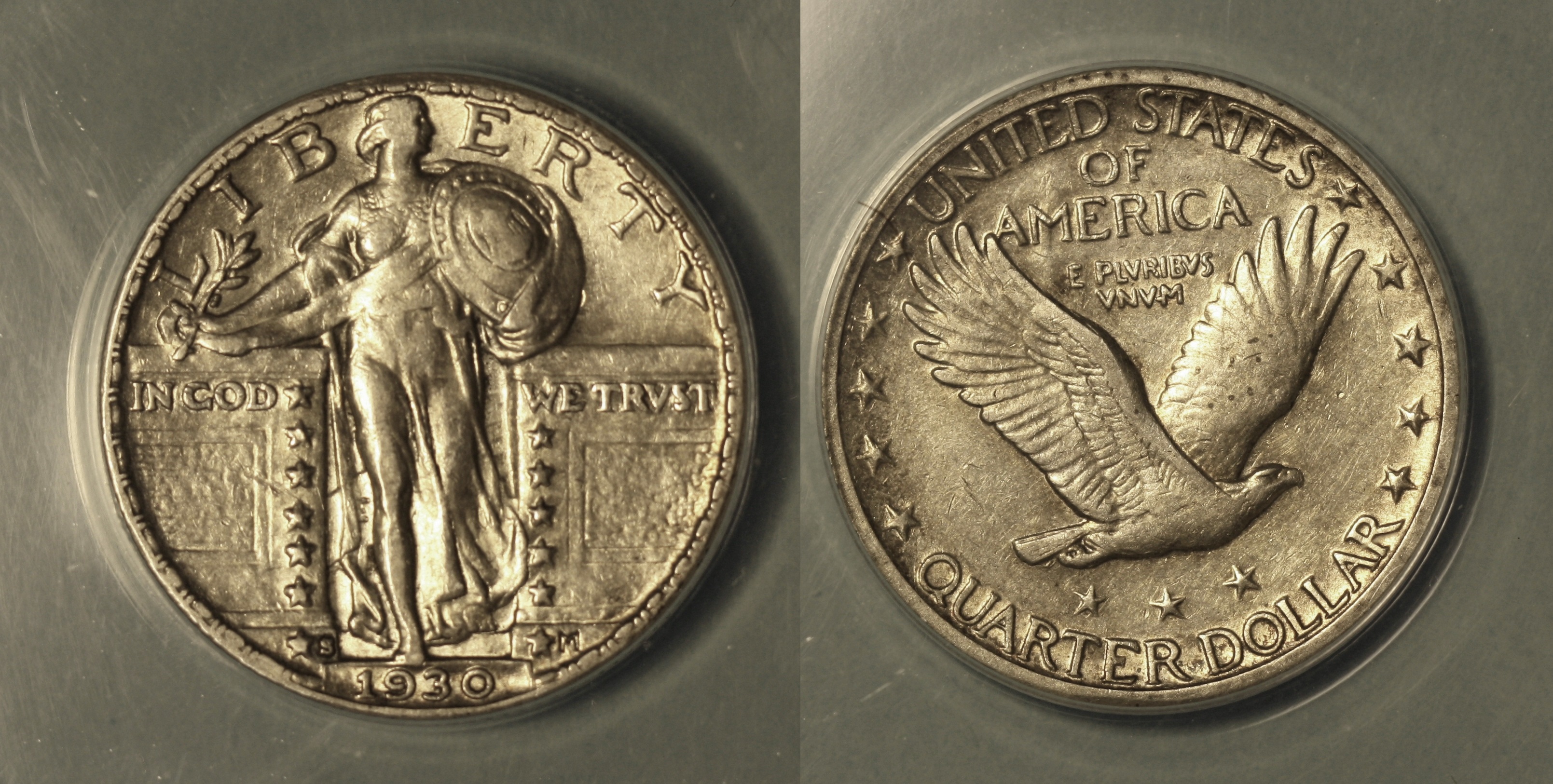 1930-S Standing Liberty Quarter ANACS AU-50 camera