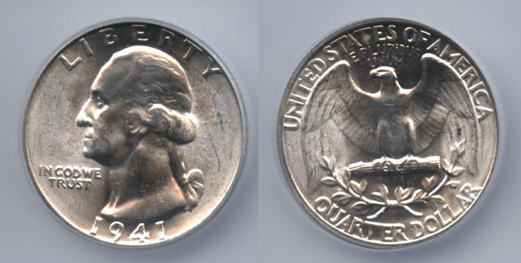1941 Washington Quarter ICG MS-66 small