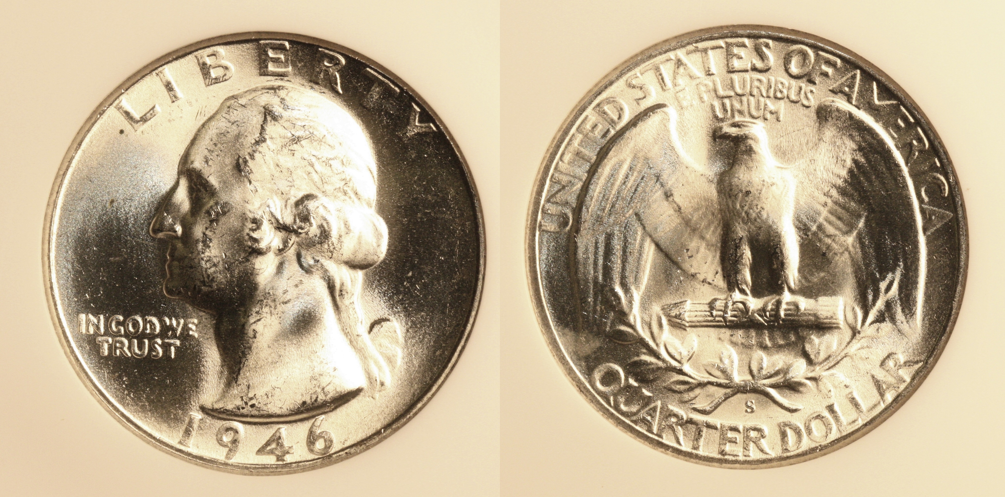 1946-S Washington Quarter NGC MS-65 #d camera