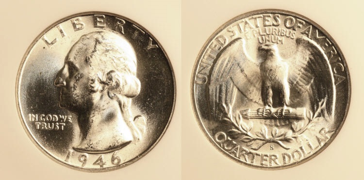 1946-S Washington Quarter NGC MS-65 #d camera small