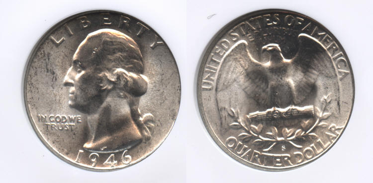 1946-S Washington Quarter NGC MS-65 #f small