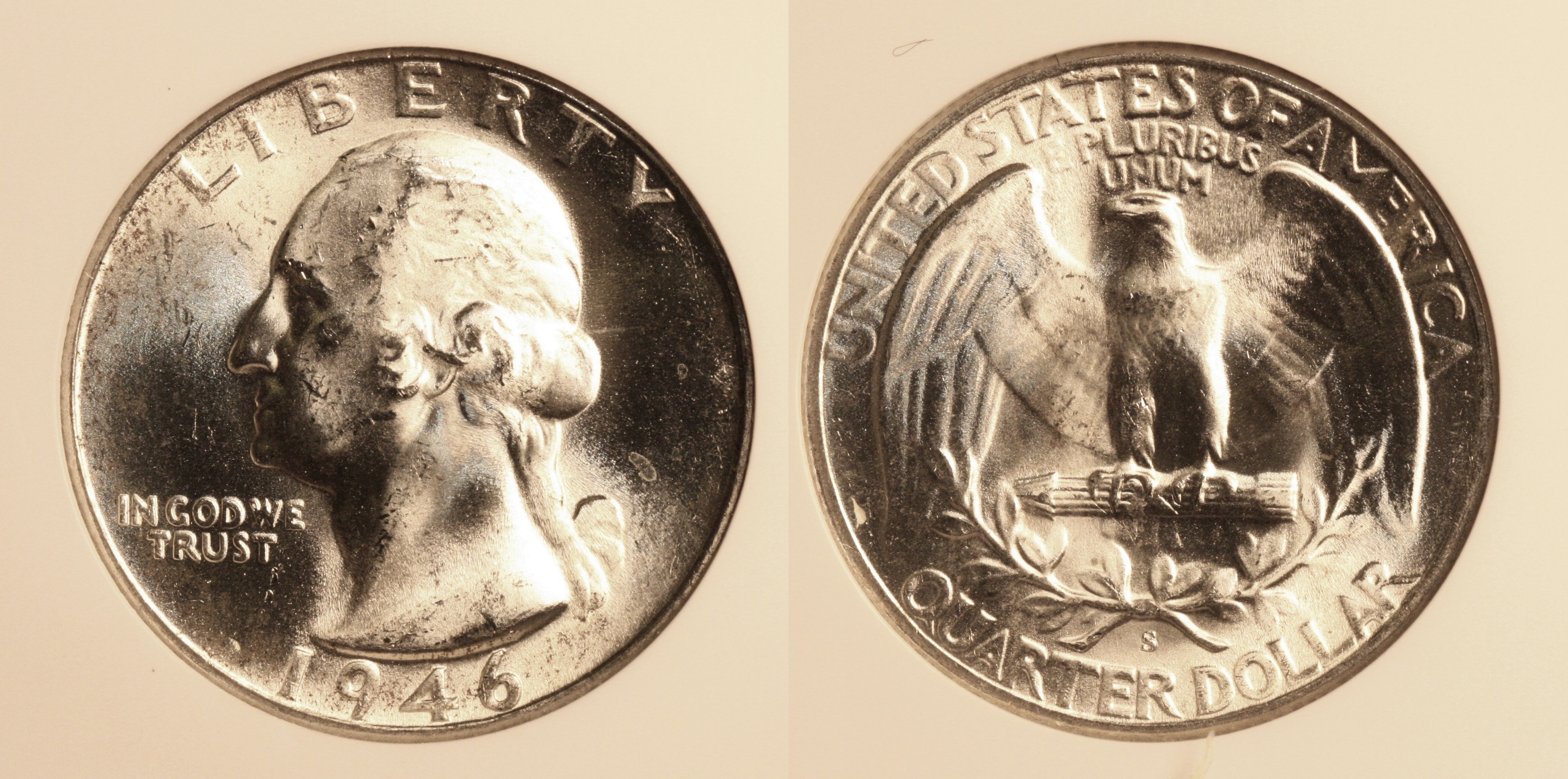 1946-S Washington Quarter NGC MS-65 #f camera