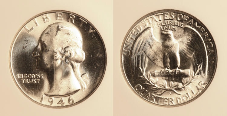 1946-S Washington Quarter NGC MS-65 #h camera small