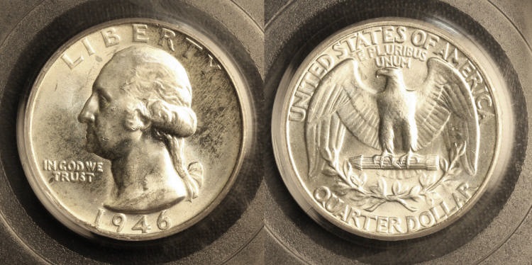 1946 Washington Quarter PCGS MS-65 camera small