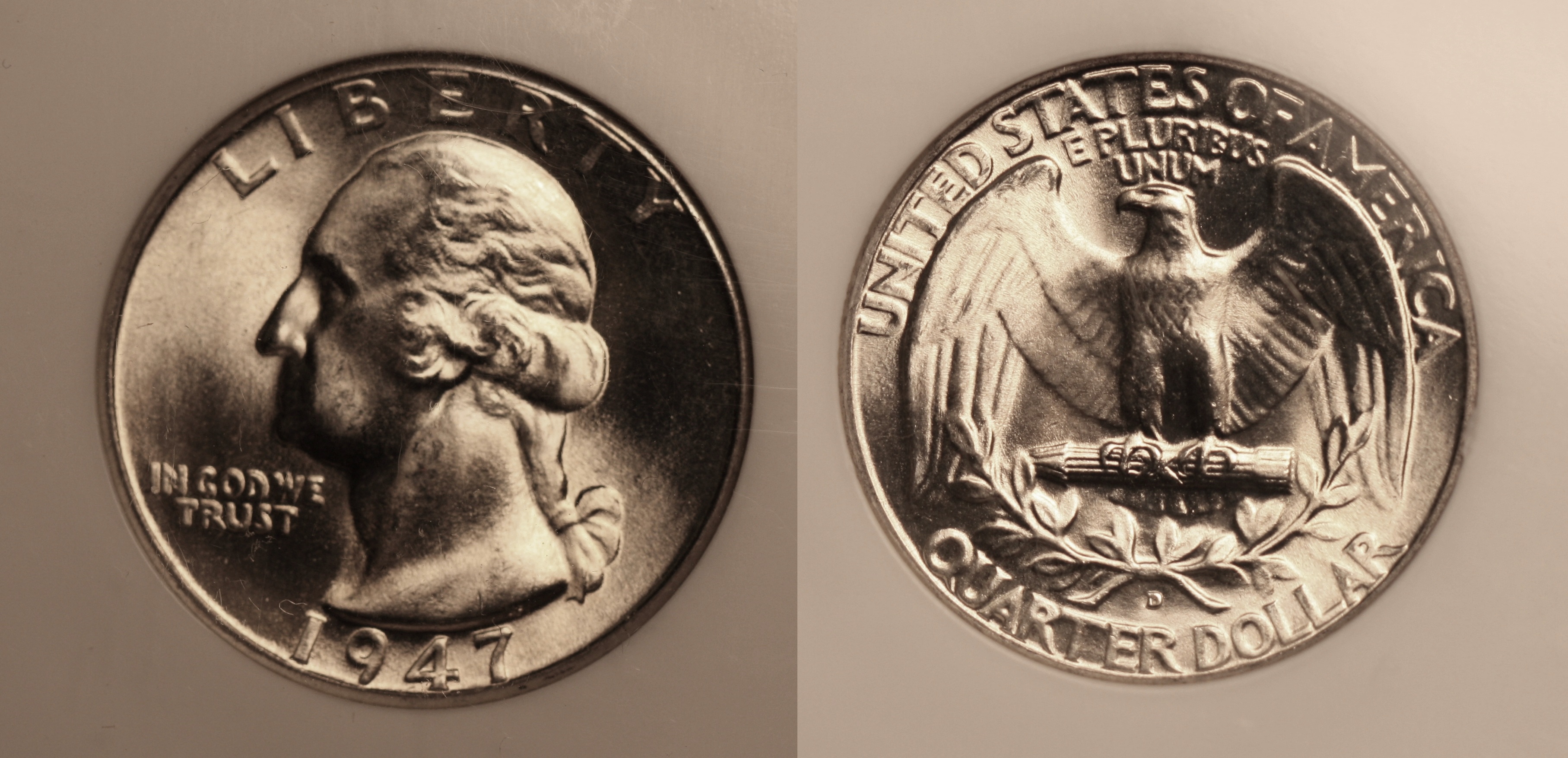 1947-D Washington Quarter NGC MS-66 camera