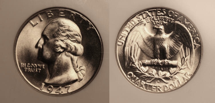 1947-D Washington Quarter NGC MS-66 camera small