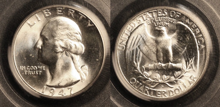 1947-S Washington Quarter PCGS MS-65 #d camera small