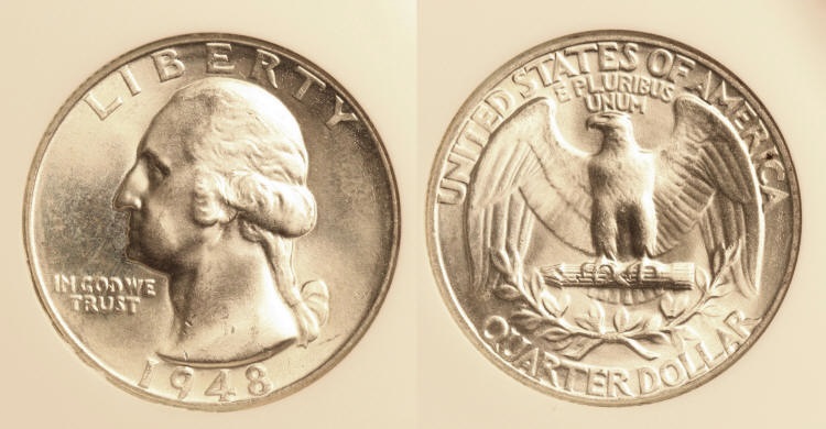1948 Washington Quarter NGC MS-66 camera small