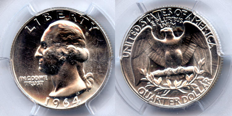 1964 Washington Quarter PCGS Proof-66 small
