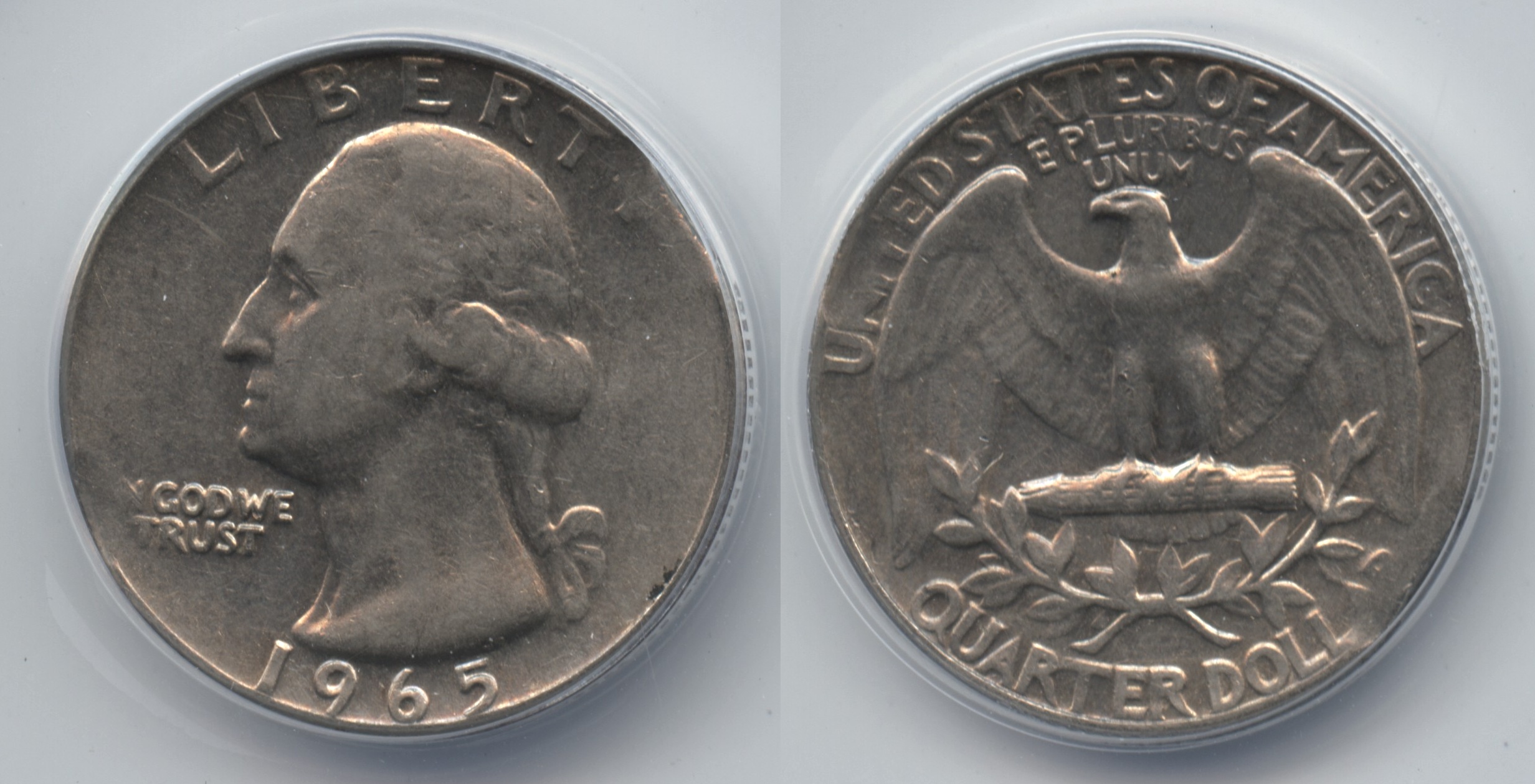 1965 Washington Quarter ANACS AU-50 Curved Clip