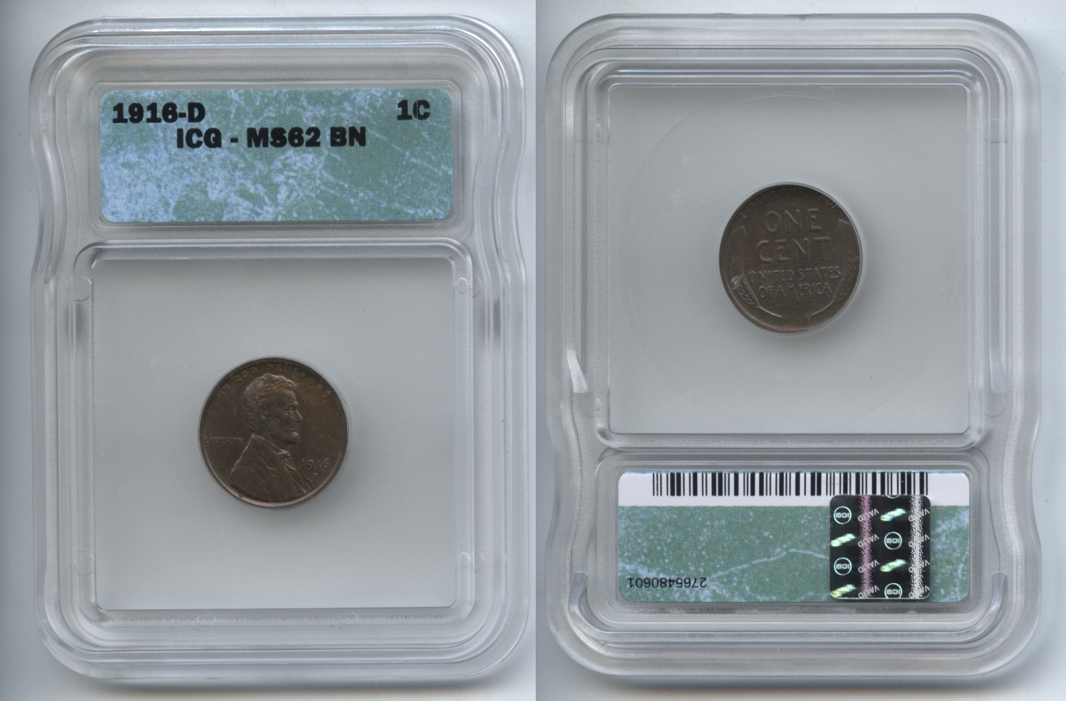 1916-D Lincoln Cent ICG MS-62 Brown