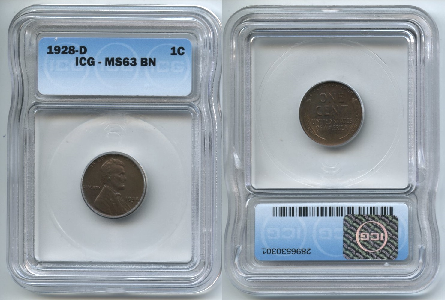 1928-D Lincoln Cent ICG MS-63 Brown