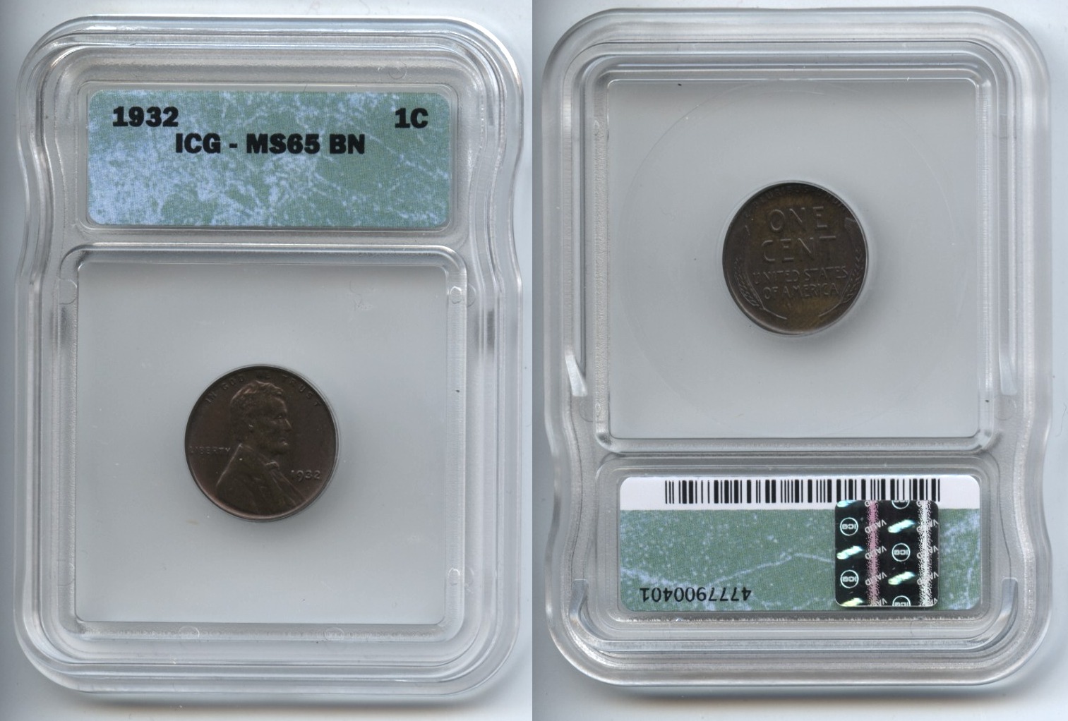 1932 Lincoln Cent ICG MS-65 Brown