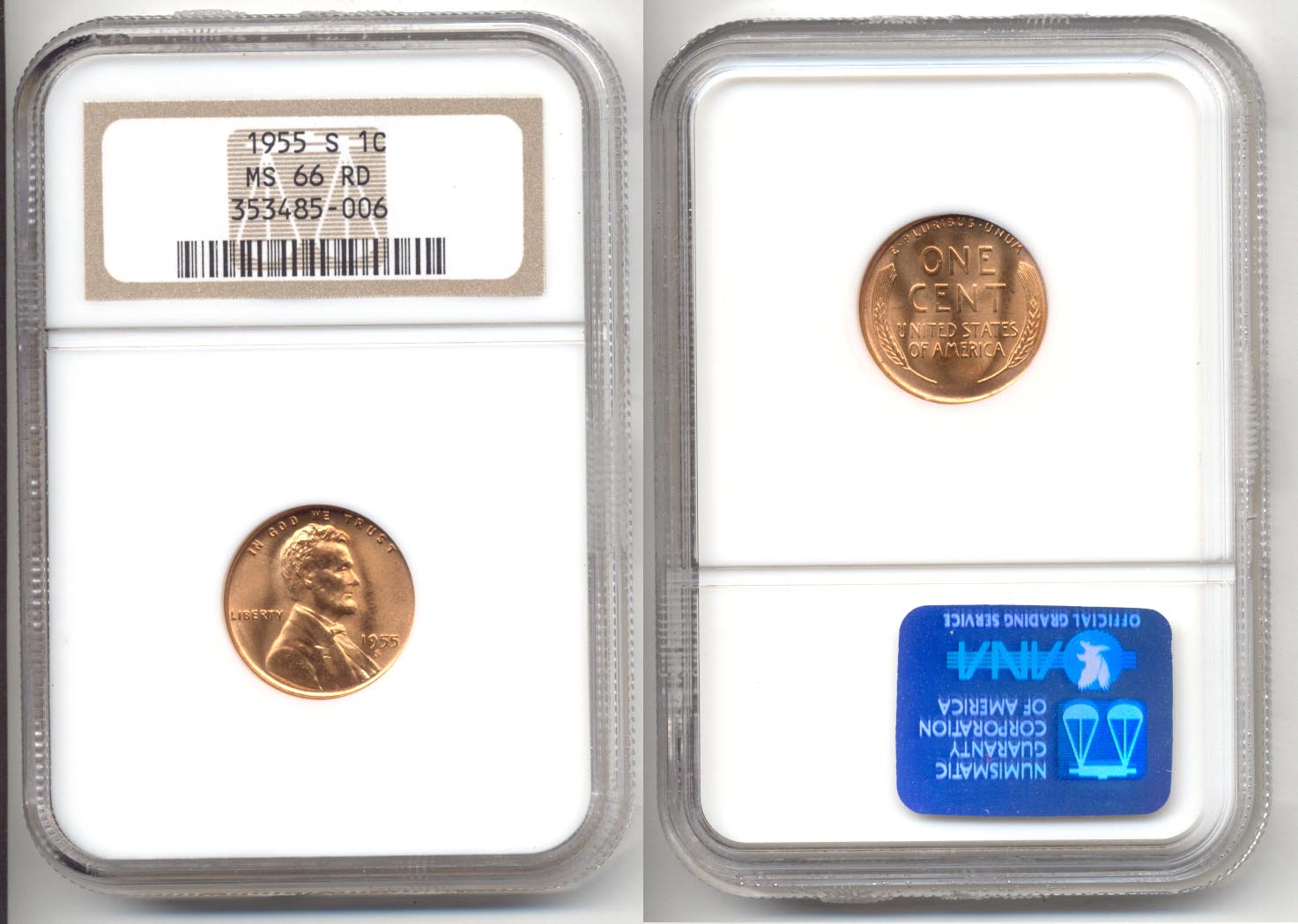 1955-S Lincoln Cent NGC MS-66 Red