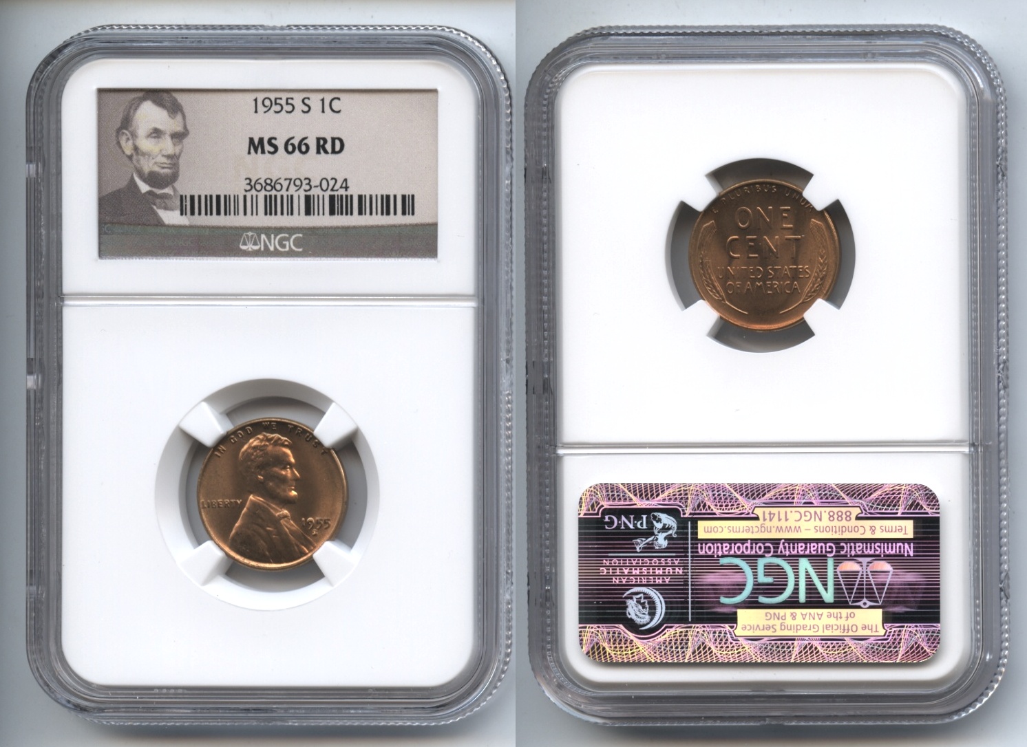 1955-S Lincoln Cent NGC MS-66 Red #j