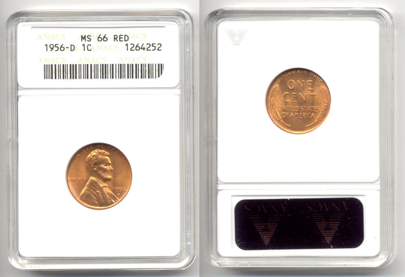 1956-D Lincoln Cent ANACS MS-66 Red