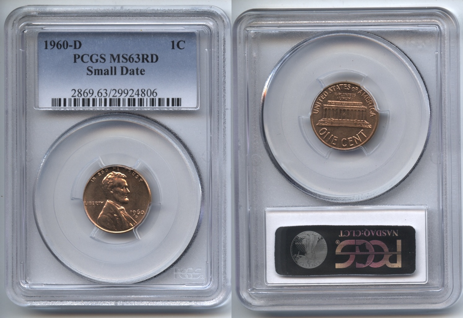 1960-D Small Date Lincoln Cent PCGS MS-63 Red