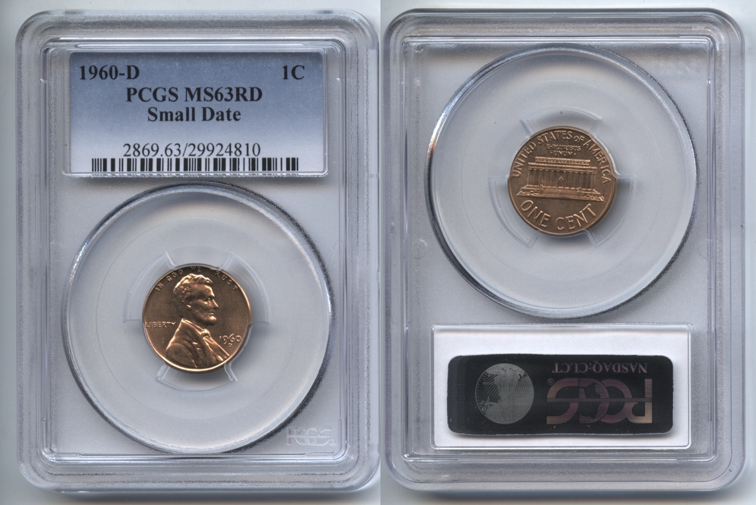 1960-D Small Date Lincoln Cent PCGS MS-63 Red #e