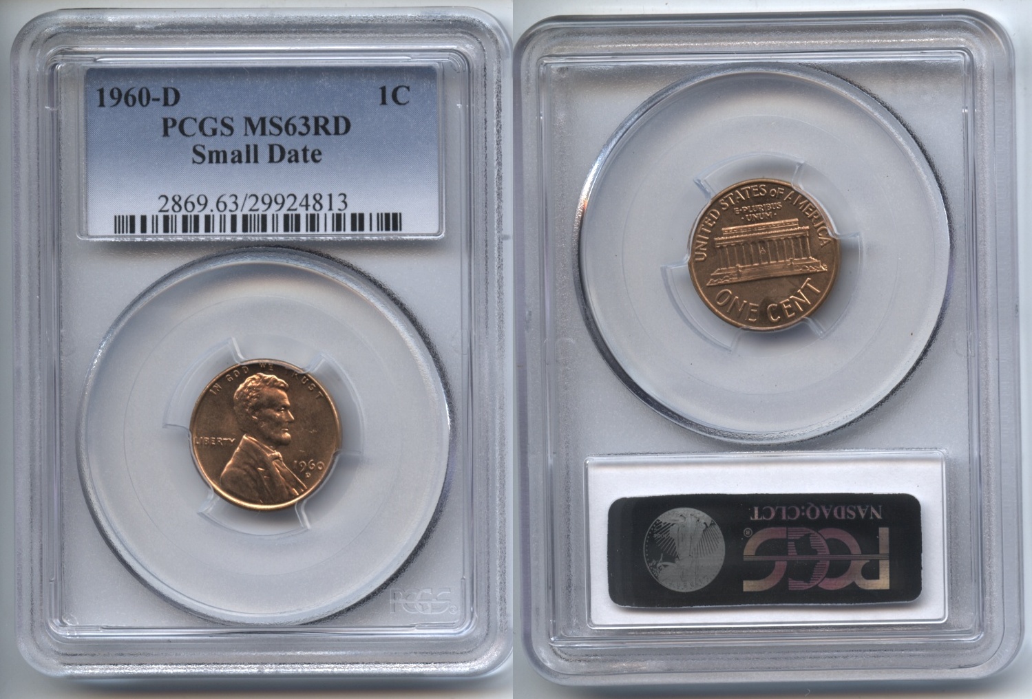 1960-D Small Date Lincoln Cent PCGS MS-63 Red #i
