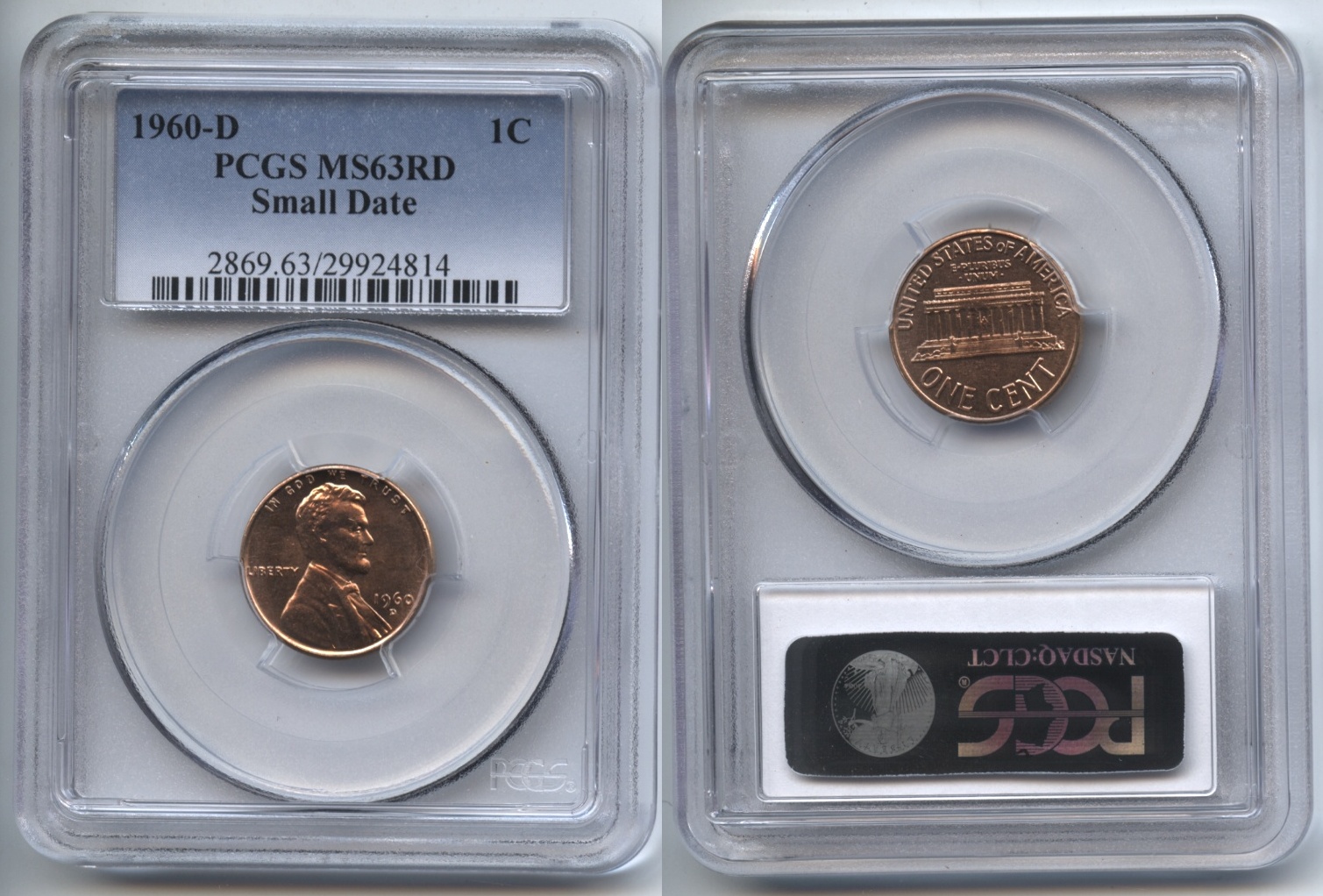 1960-D Small Date Lincoln Cent PCGS MS-63 Red #j