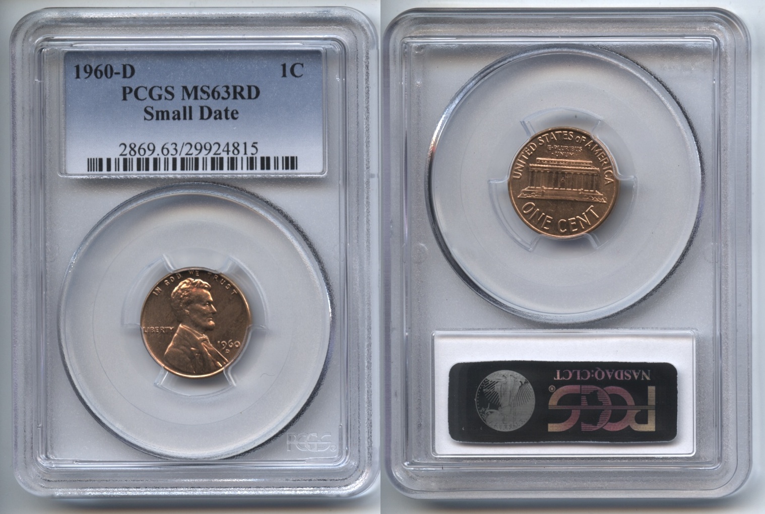 1960-D Small Date Lincoln Cent PCGS MS-63 Red #k
