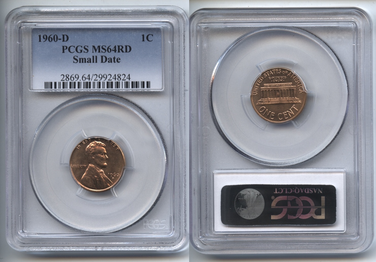 1960-D Small Date Lincoln Cent PCGS MS-64 Red #a