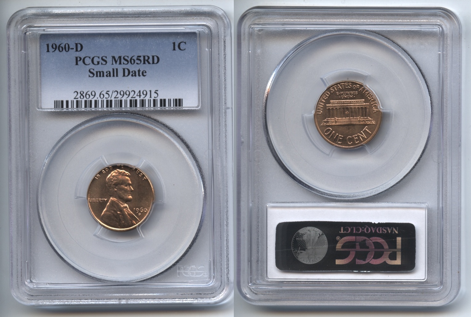 1960-D Small Date Lincoln Cent PCGS MS-65 Red #a