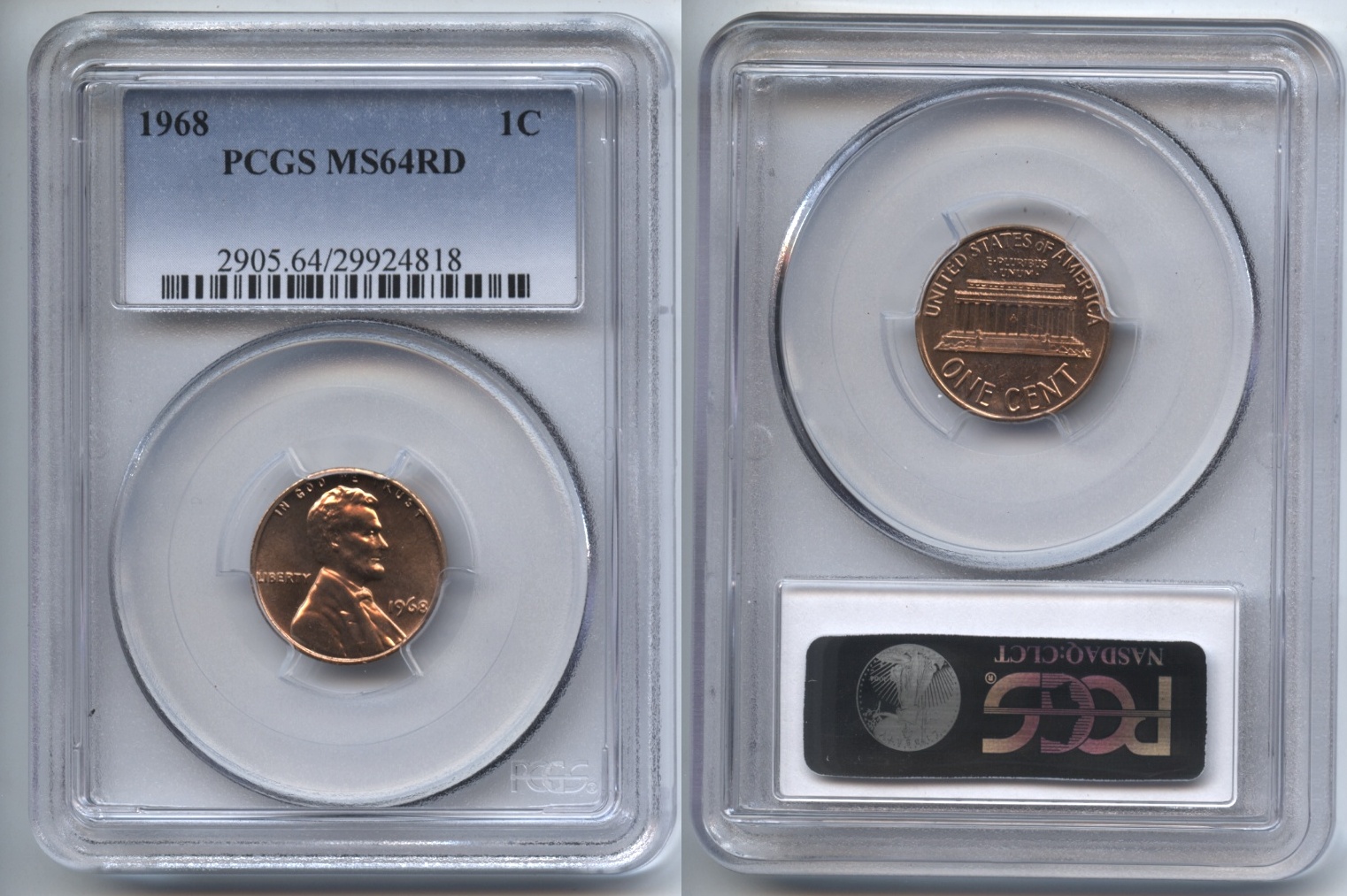 1968 Lincoln Cent PCGS MS-64 Red #a