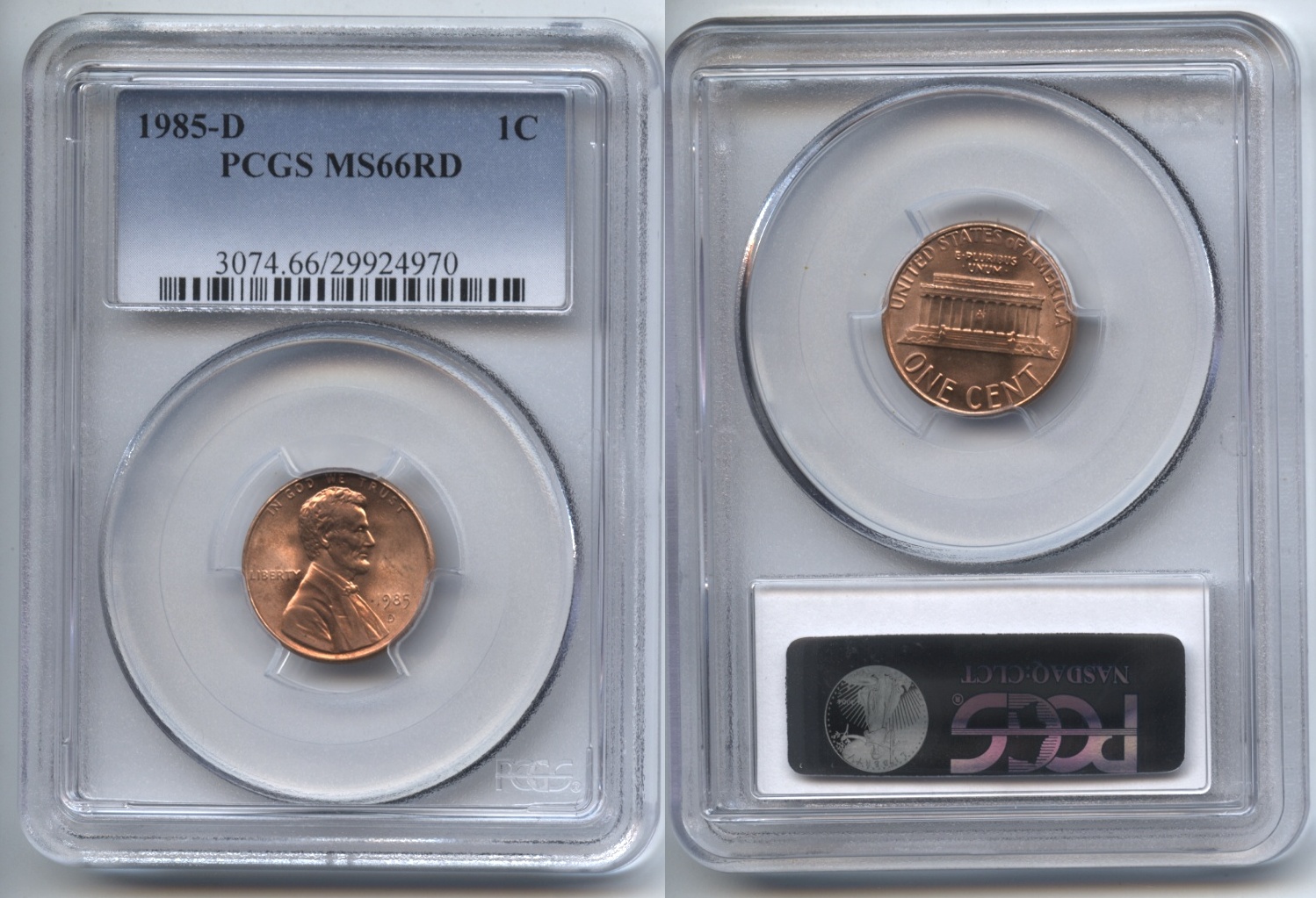 1985-D Lincoln Cent PCGS MS-66 Red #a