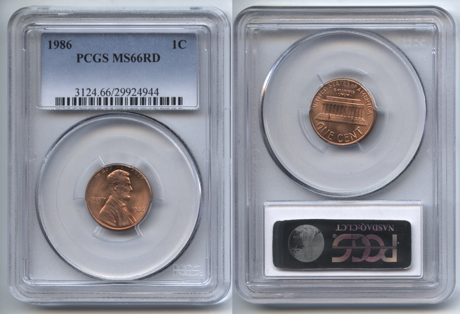 1986 Lincoln Cent PCGS MS-66 Red