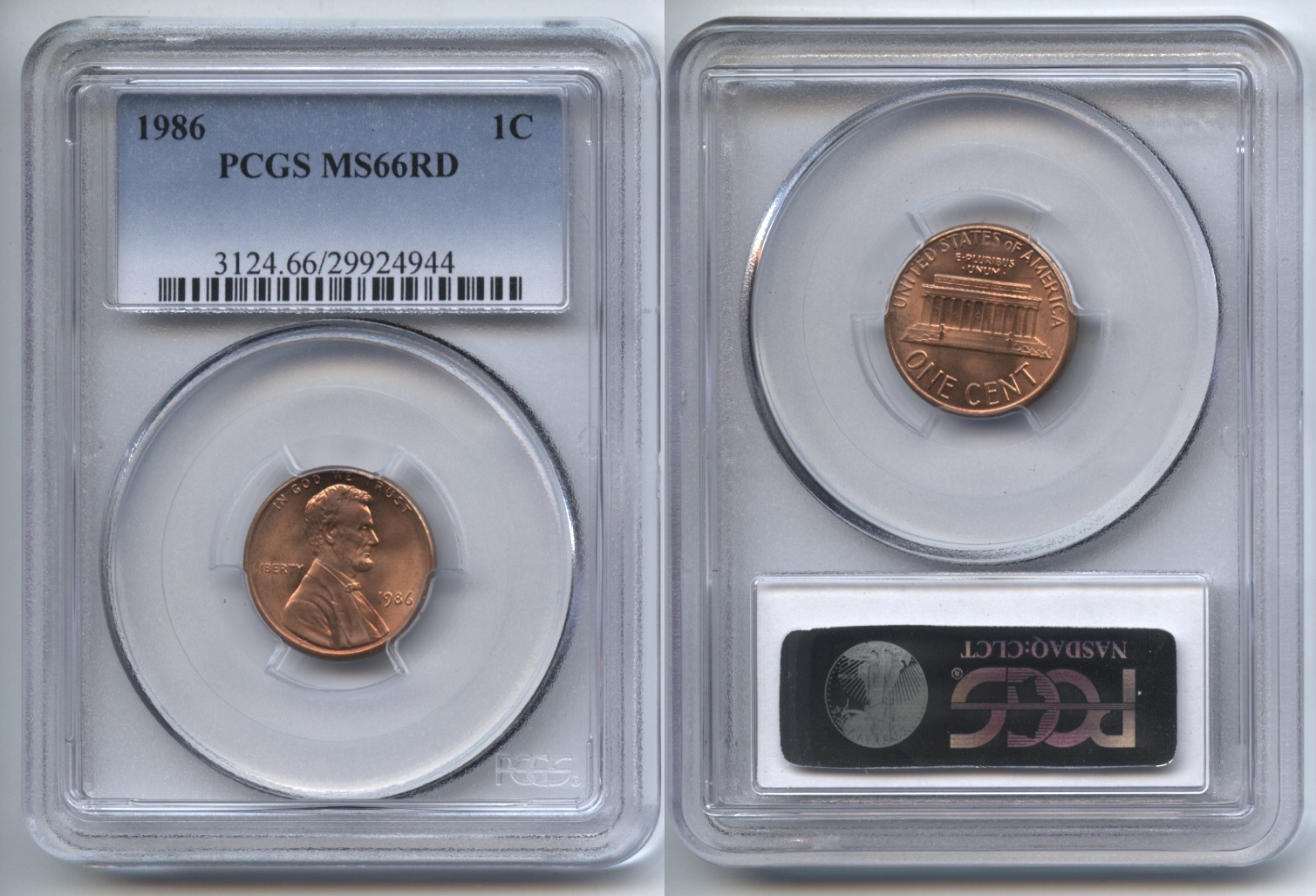 1986 Lincoln Cent PCGS MS-66 Red