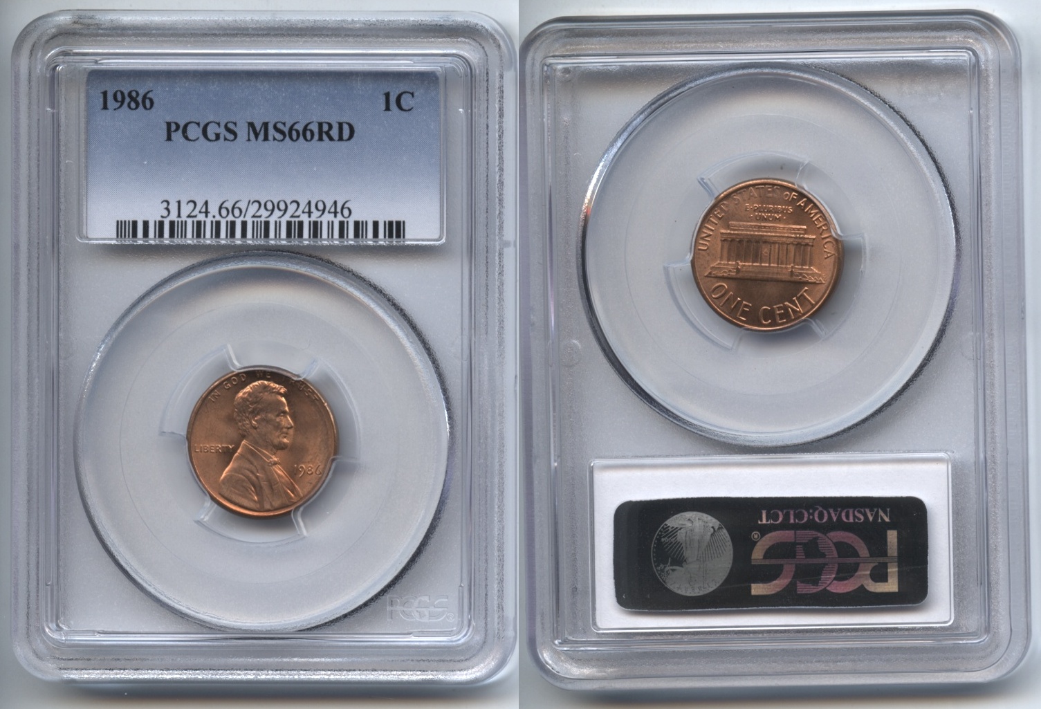 1986 Lincoln Cent PCGS MS-66 Red #b