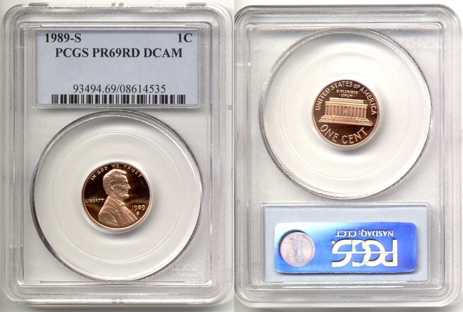 1989-S Lincoln Cent PCGS Proof-69 Red Deep Cameo