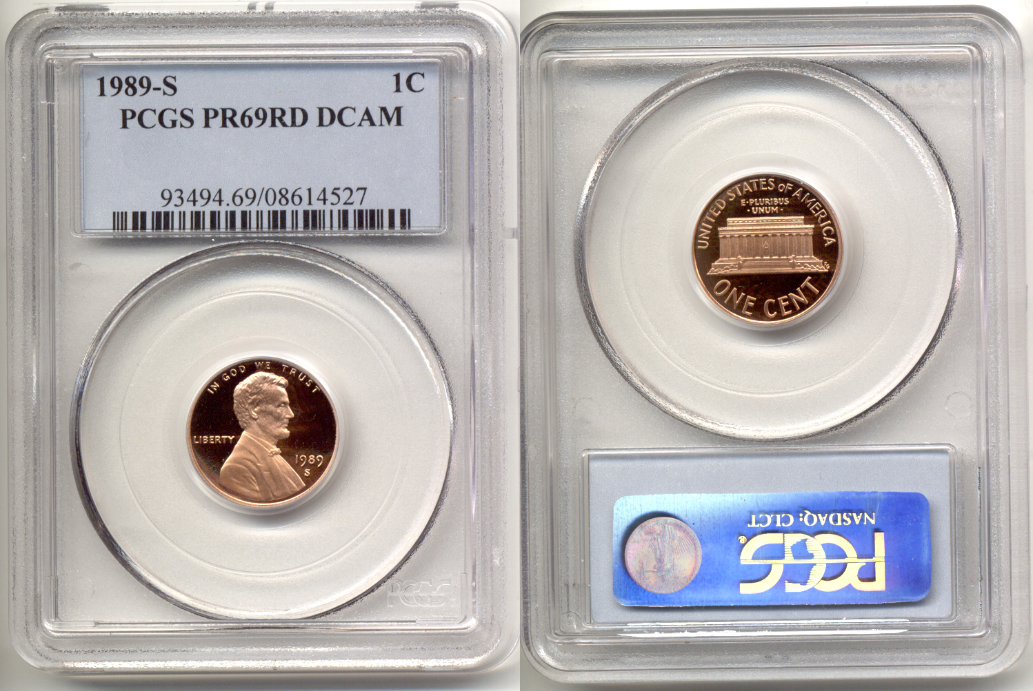 1989-S Lincoln Cent PCGS Proof-69 Red Deep Cameo a