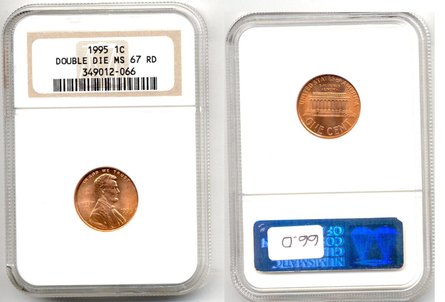 1995 Doubled Die Lincoln Cent NGC MS-67 Red
