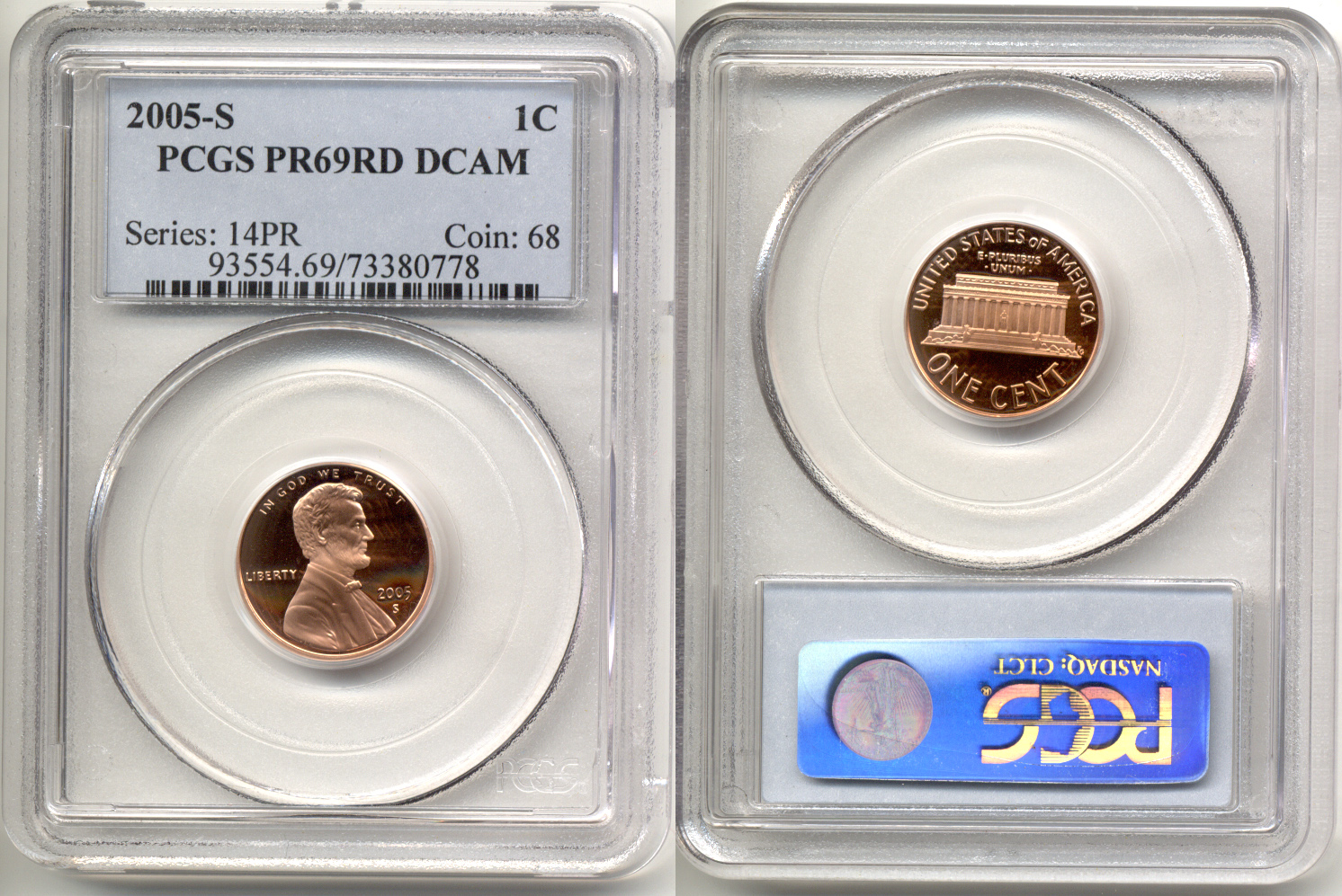 2005-S Lincoln Cent PCGS Proof-69 Red Deep Cameo