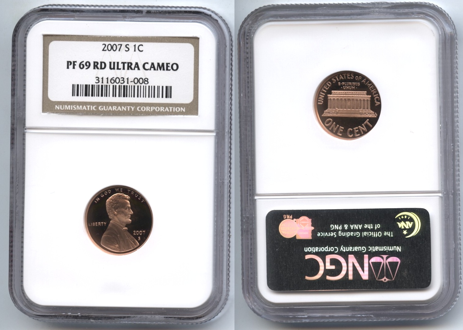 2007-S Lincoln Cent NGC Proof-69 Red Ultra Cameo