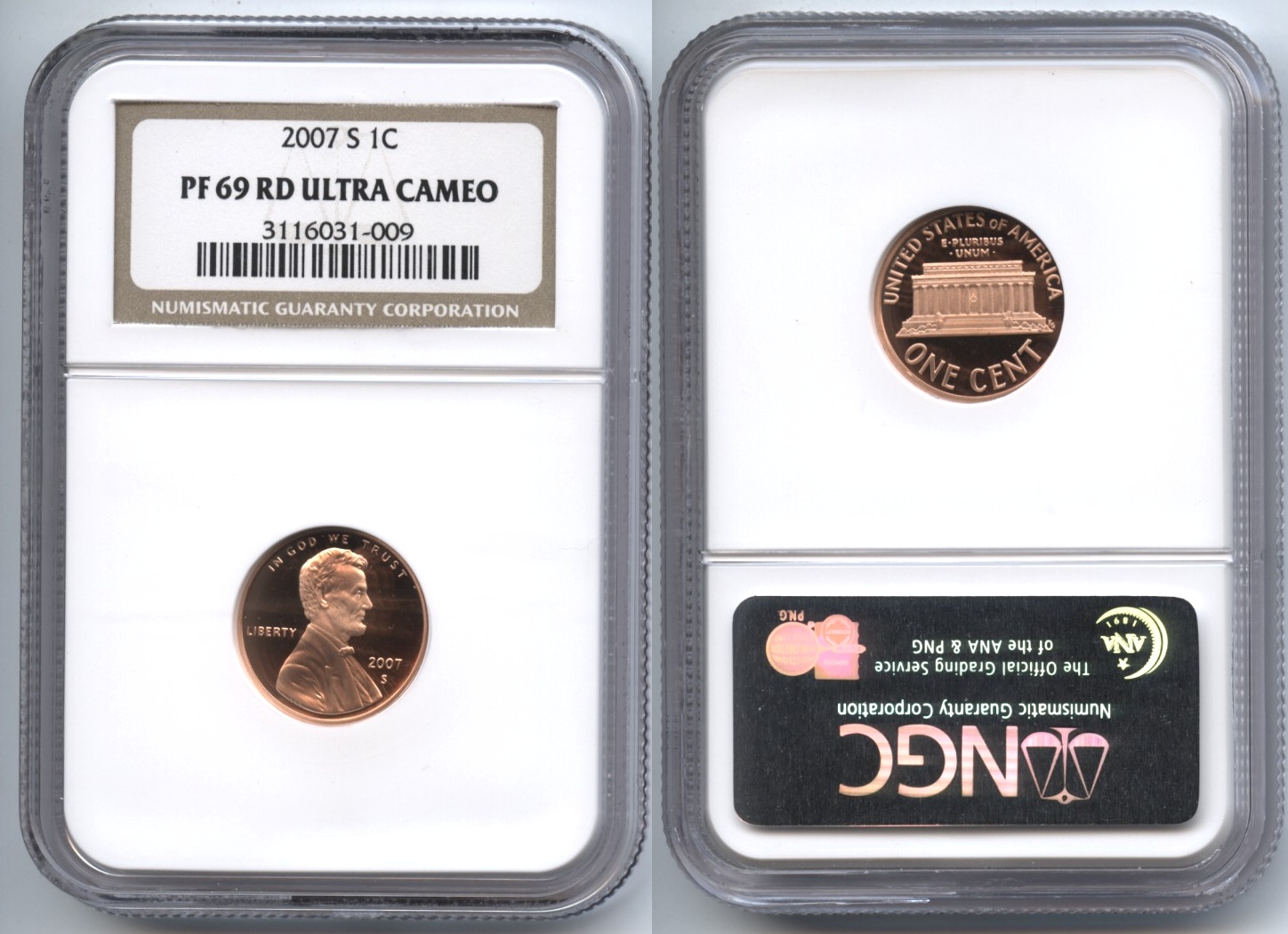 2007-S Lincoln Cent NGC Proof-69 Red Ultra Cameo #a