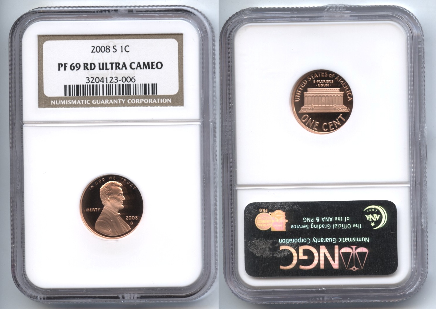 2008-S Lincoln Cent NGC Proof-69 Red Ultra Cameo #a