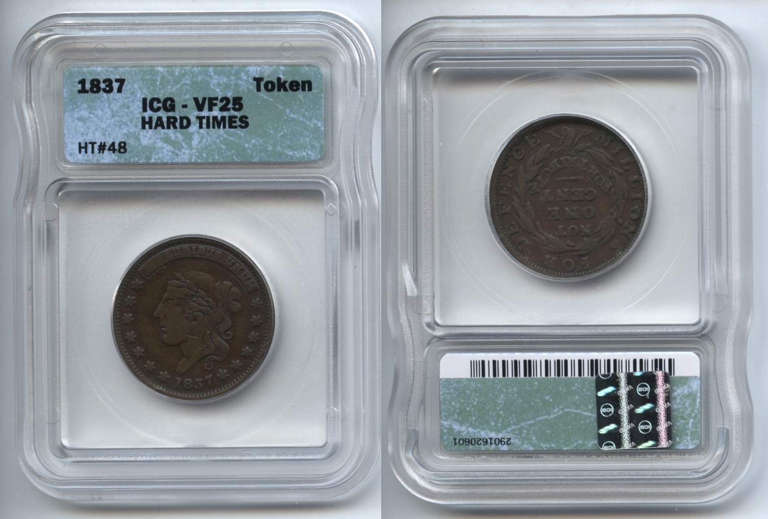 1837 HT-48 Hard Times Token ICG VF-25