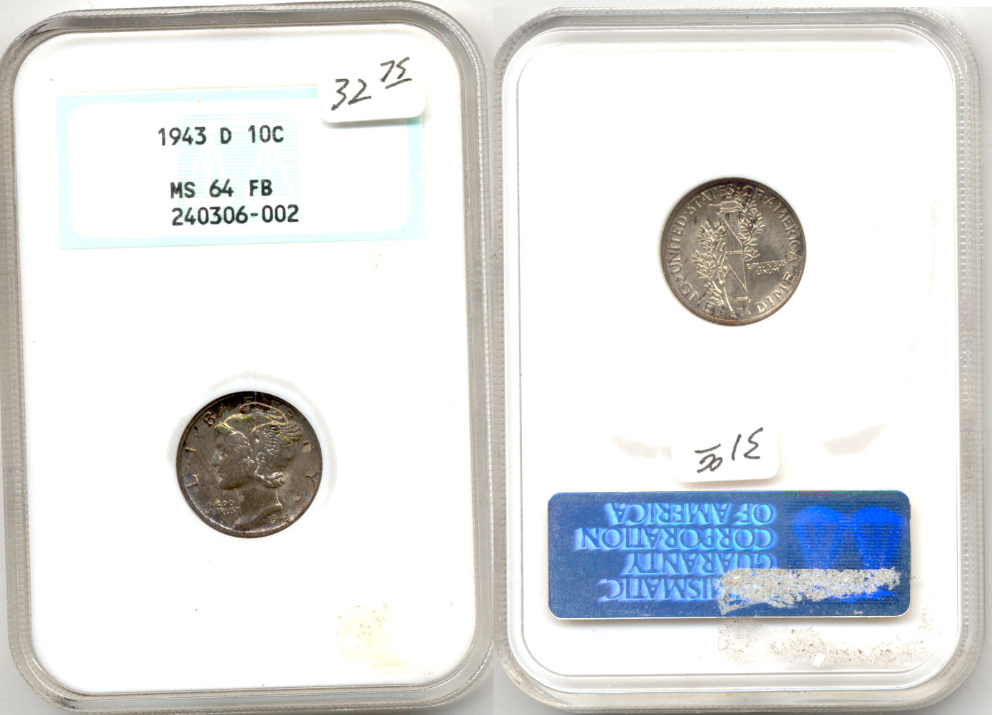 1943-D Mercury Dime NGC MS-64 Full Bands