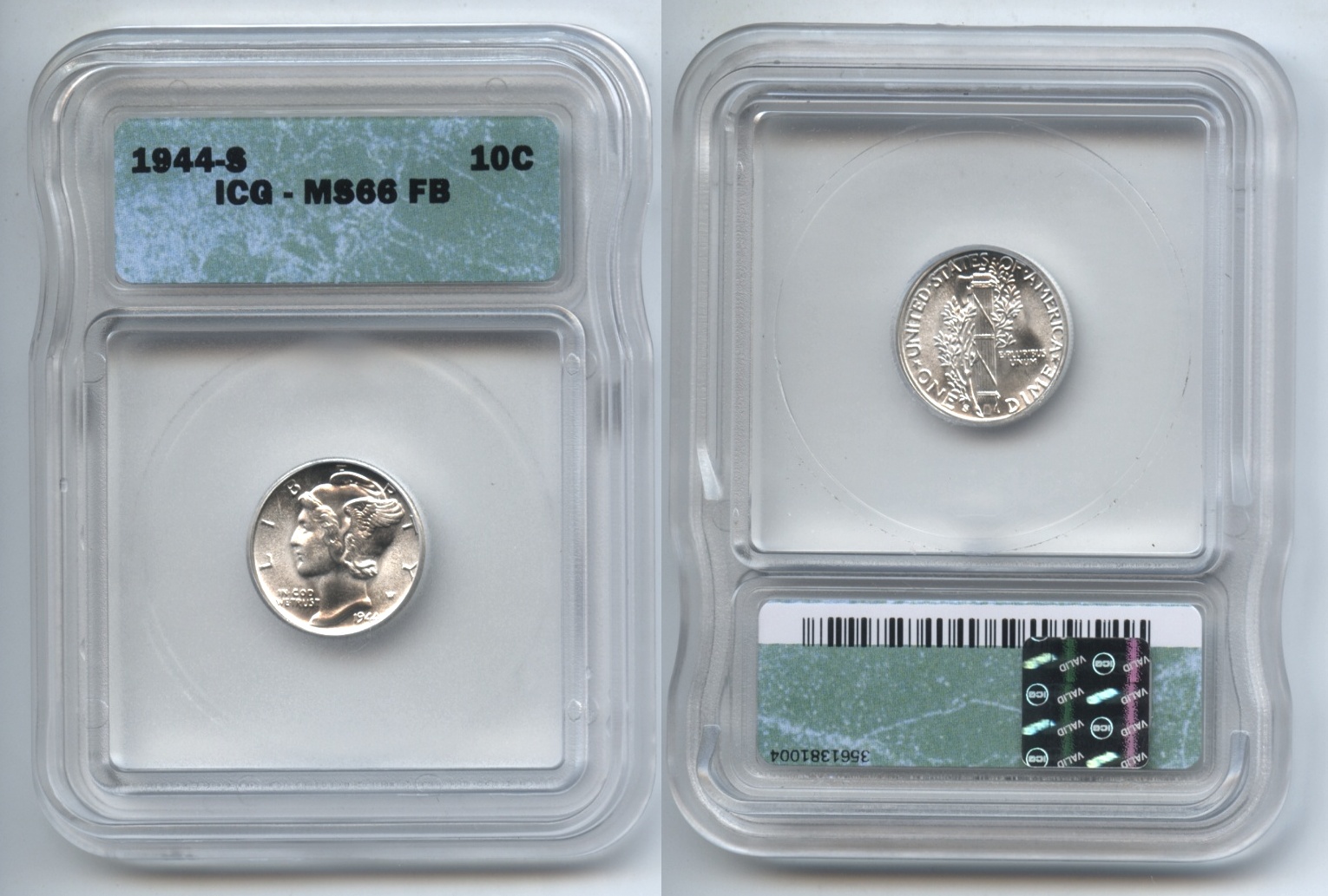 1944-S Mercury Dime ICG MS-66 Full Bands