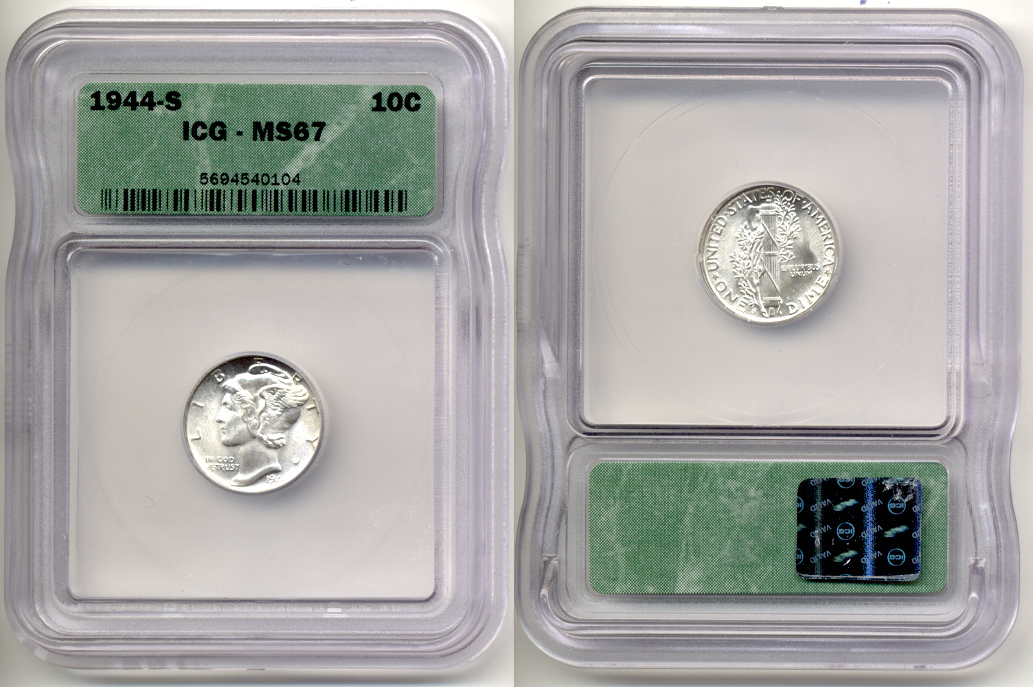 1944-S Mercury Dime ICG MS-67