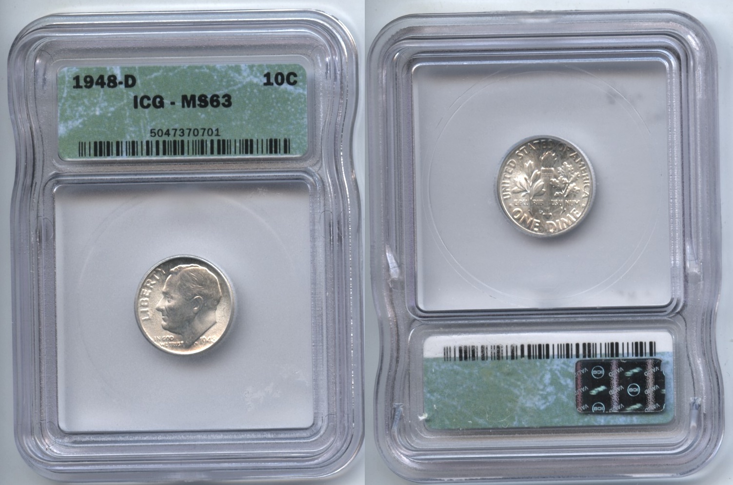 1948-D Roosevelt Dime ICG MS-63